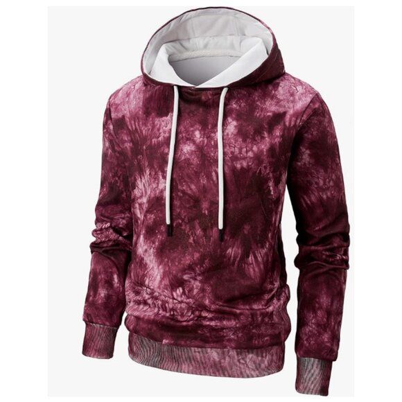 LINSPLLO MEN'S TIE DYE HOODIE PULLOVER SWEATSHIRT - Picture 1 of 5